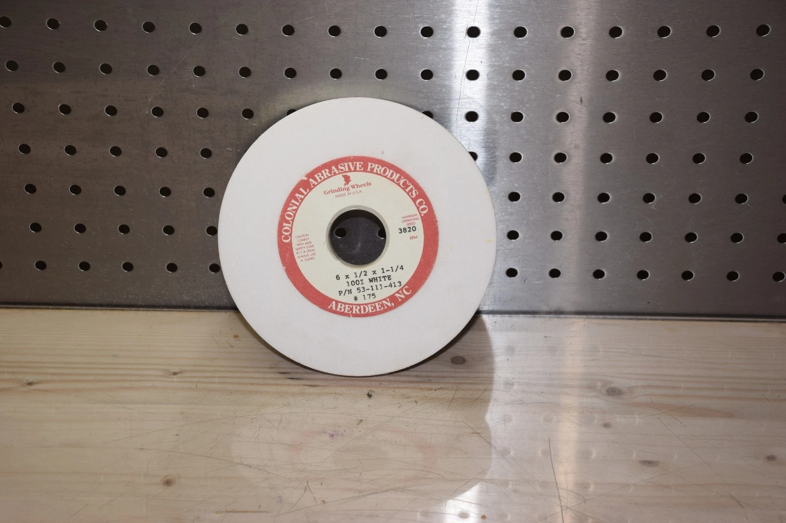 Colonial Abrasive 53-111-413, 100I White Grinding Wheel 6" x 1/2" x 1-1/4"