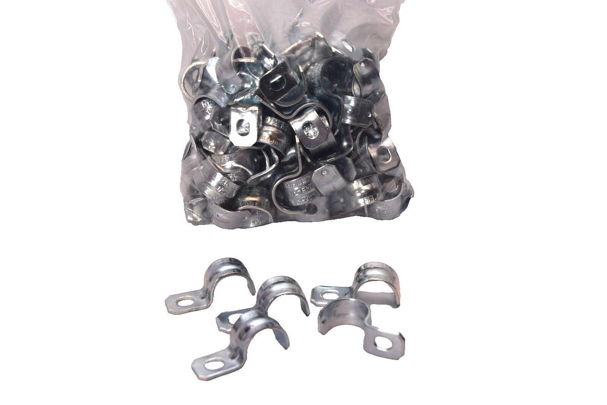 (Lot of 100) Assorted Brands HALEX  1/2" EMT  1 Hole Conduit Pipe Strap  NEW