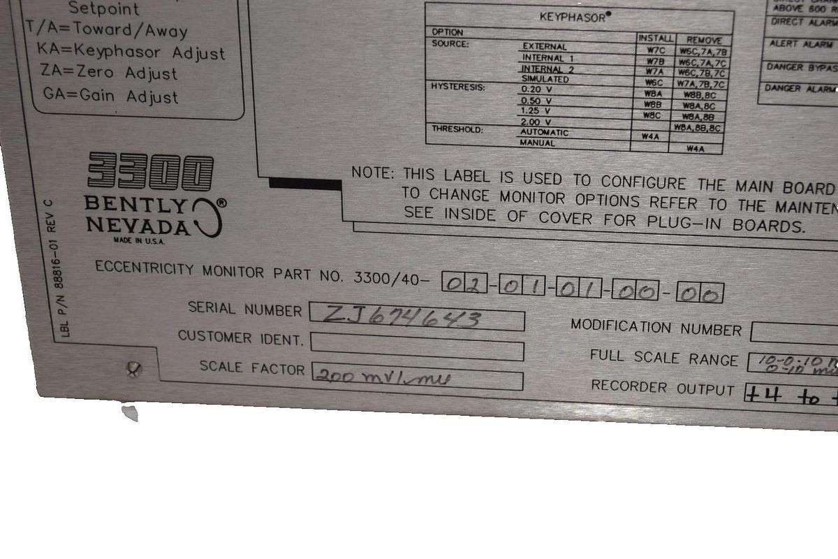 Used Bently Nevada 3300/40-02-01-01-00-00 Eccentricity Monitor Module