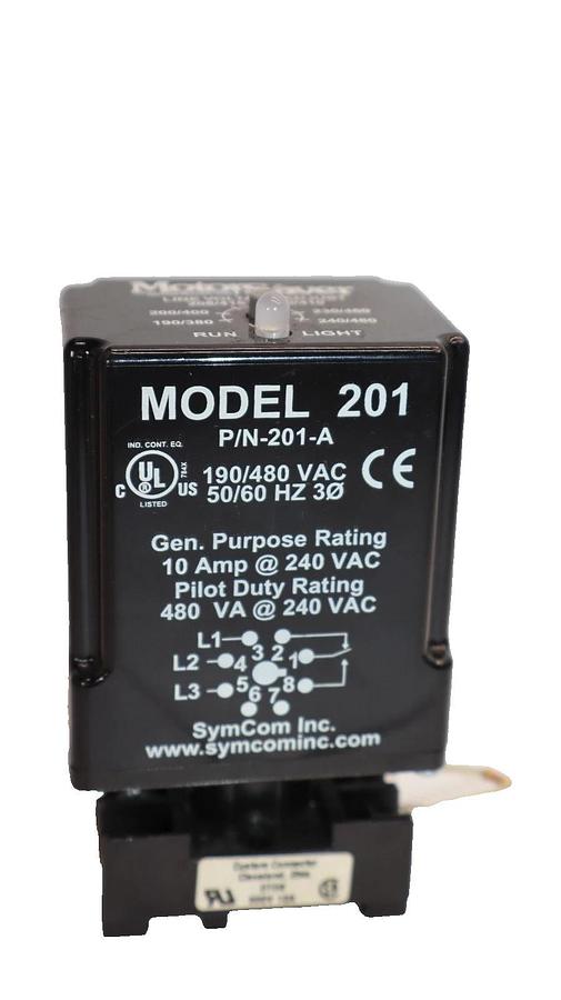 Used SymCom 201-A  201A 201 8-Pin Plug-In Motor Saver Line Voltage Adjust