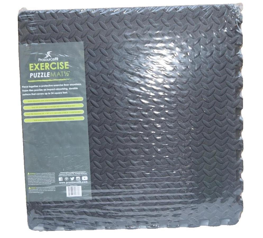 PROSOURCEFIT 24" x 24" Exercise Puzzle Mat 1/2" (6)  Interlocking tiles 24sq ft