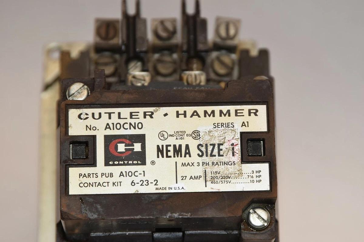 Used CUTLER HAMMER A10CN0 Series A1 Size 1 27A 115V , 3HP Coil Starter