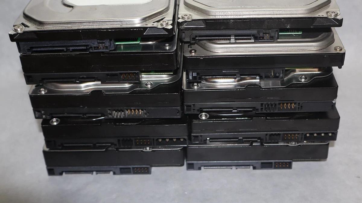 Used (Lot of 10) HDD Hard Drive Big Large Lot - 8 SATA and 2 MOLEX 500gb 160gb 80gb