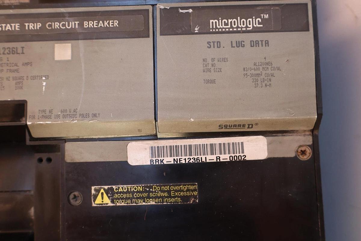 Refurbished Square D Breaker NE1236LI 1250A Frame Micrologic Series 1200A AMP