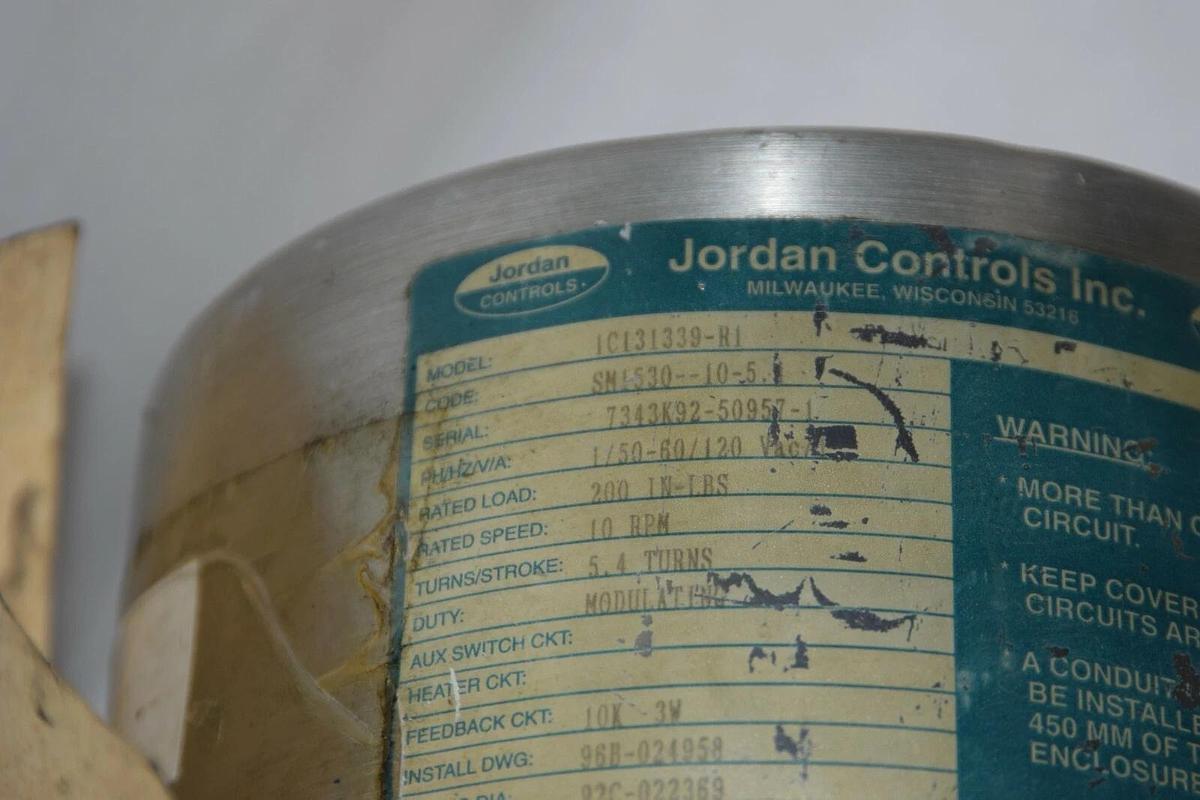 Used JORDAN CONTROLS SM-1630-0107 ACTUATOR  60HZ 120V .9A 1C131339-R1 SM1530-10-5.4