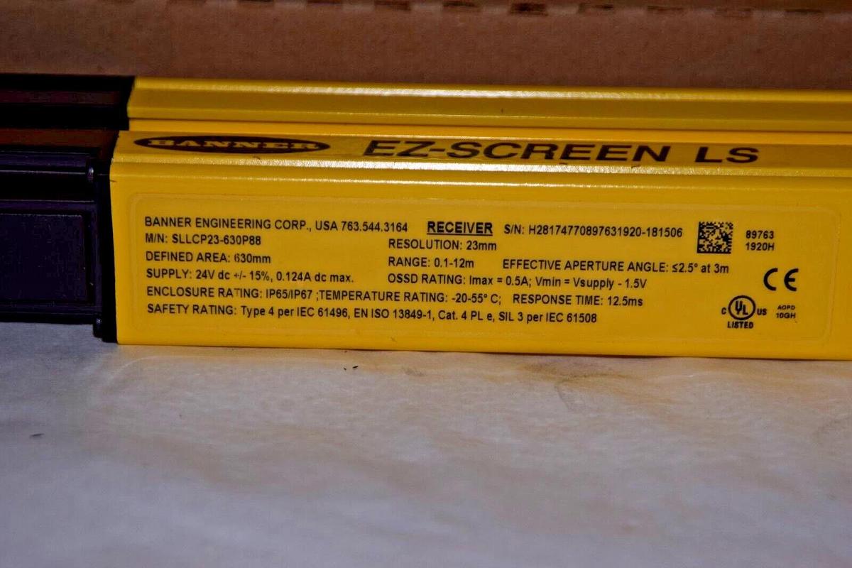 BANNER SLLCP23-630P88 Emitter/Receiver EZ Screen Light Curtain 630mm .1-12m *NEW