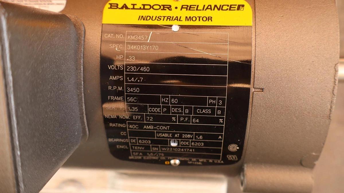 BALDOR KM3457 INDUSTRIAL MOTOR .33HP 34K013Y170 230/460V RPM 3450 (New)