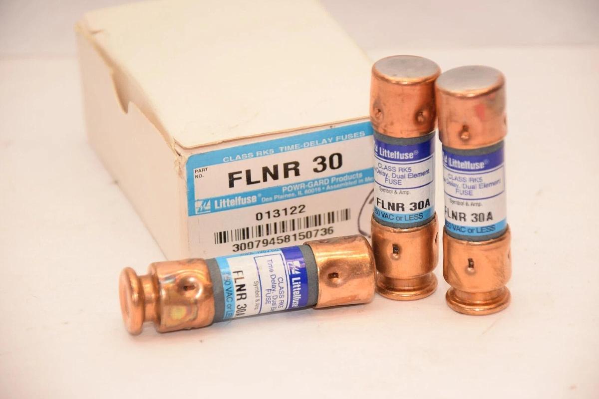 (NEW - Box of 3) LITTELFUSE FLNR30 30A Class RK5 Time Delay Dual Element Fuse