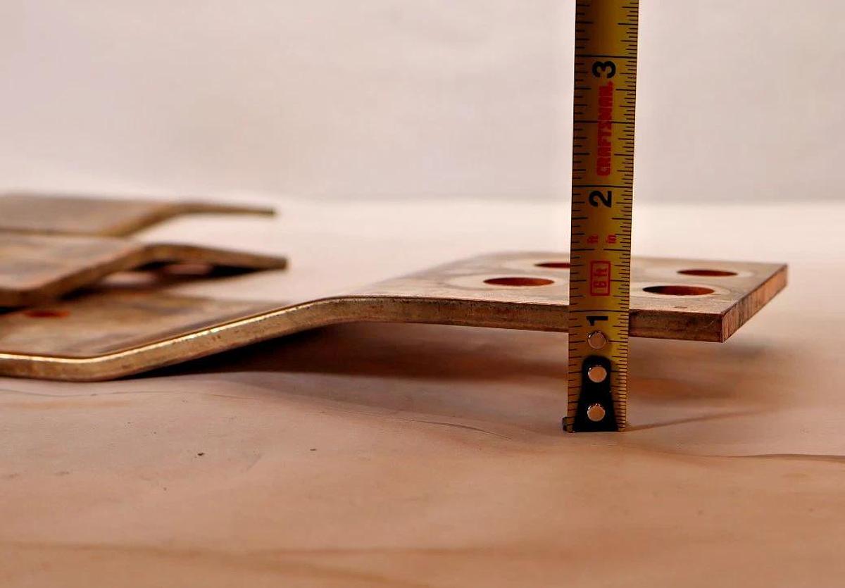 Used (Lot of 3) Copper Bus Bar 10" x 4" x 1/4" .25" thick  10x4x1/4 1" OFFSET 9lb