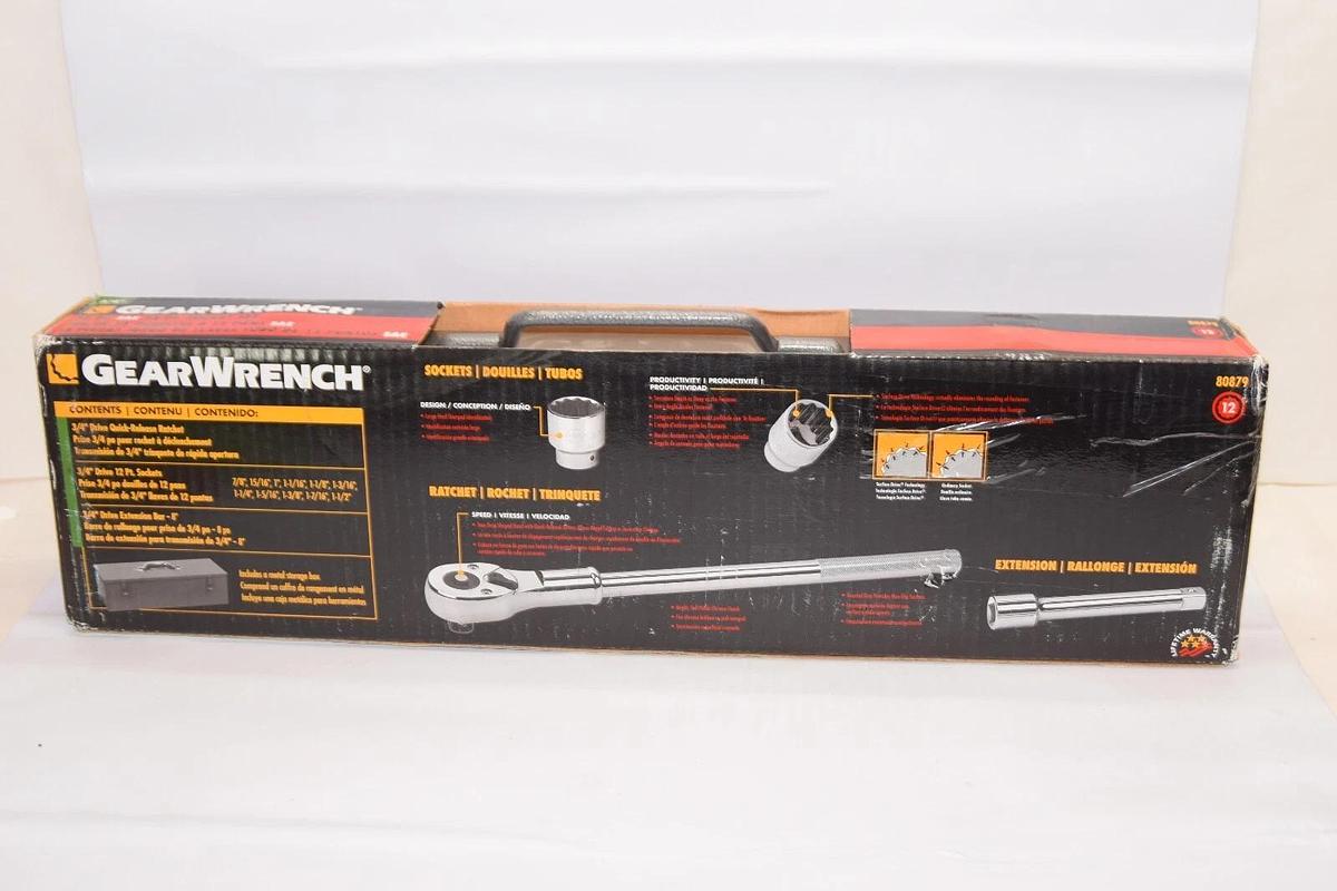 (NEW) GEARWRENCH 80879 13 Piece 3/4" Drive 12 Pt Standard SAE Socket Set W/Case