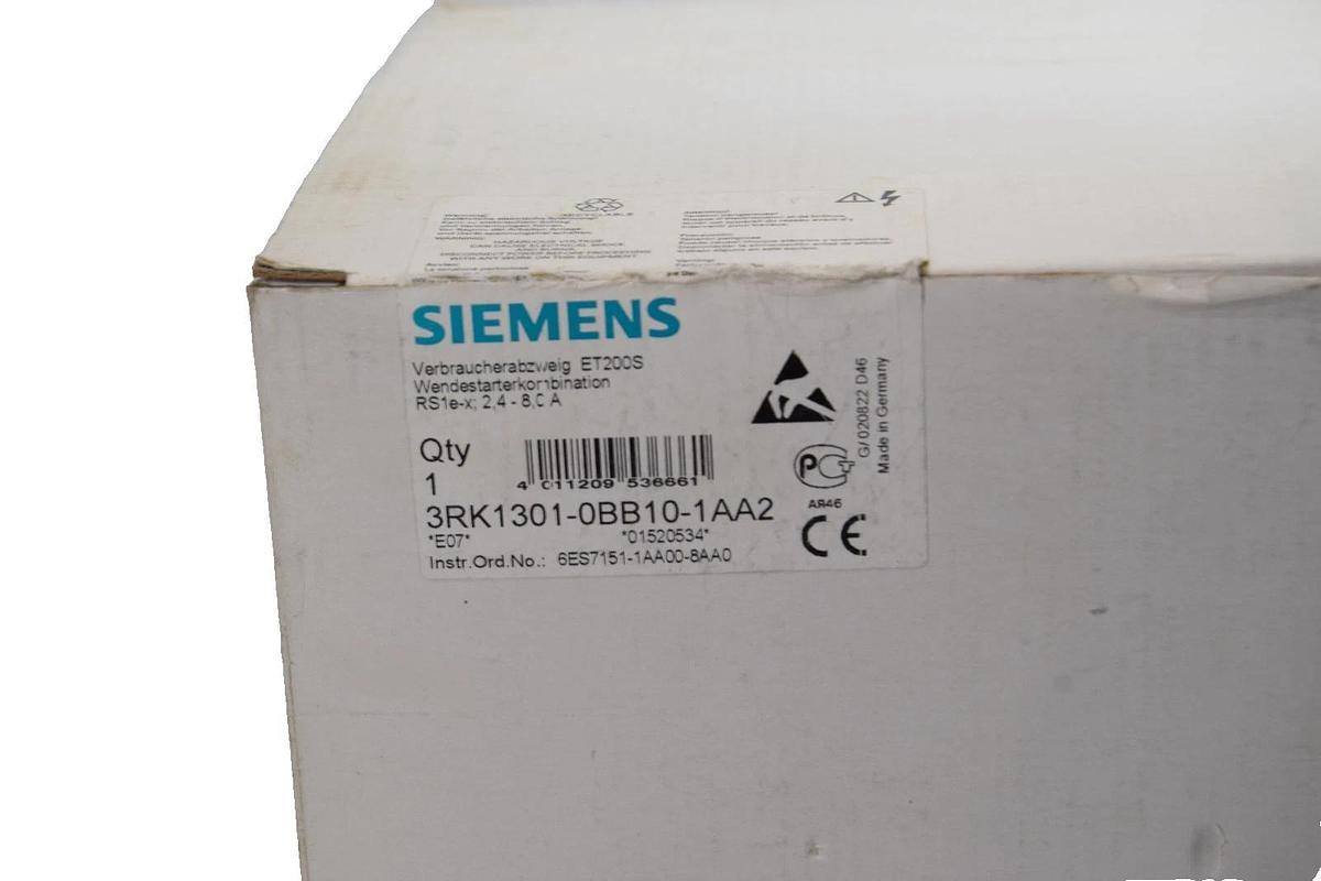 Siemens 3RK1301-0BB10-1AA2 2,4-8A Motor Starter (New)
