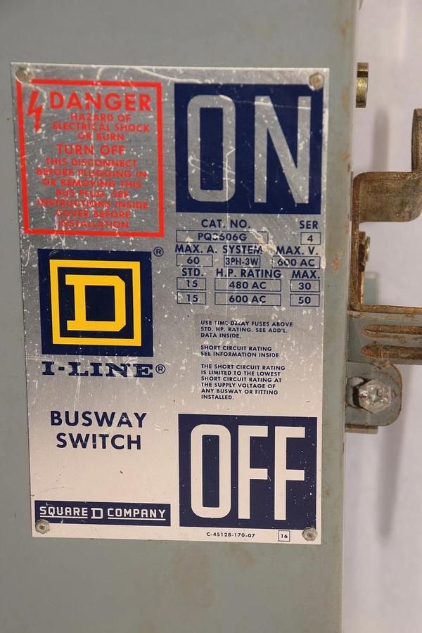 Used SQUARE D PQ3606G PQ-3606 Ser 4 60A 60 Amp 3PH 3W 600V I-Line Busway Unit Switch