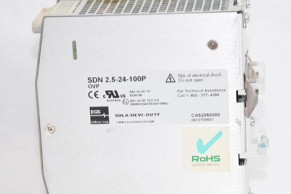 Used SOLA Power Supply SDN 2.5-24-100P 115/230Vac 1.3-0.7A 50/60Hz SDN2.524100P