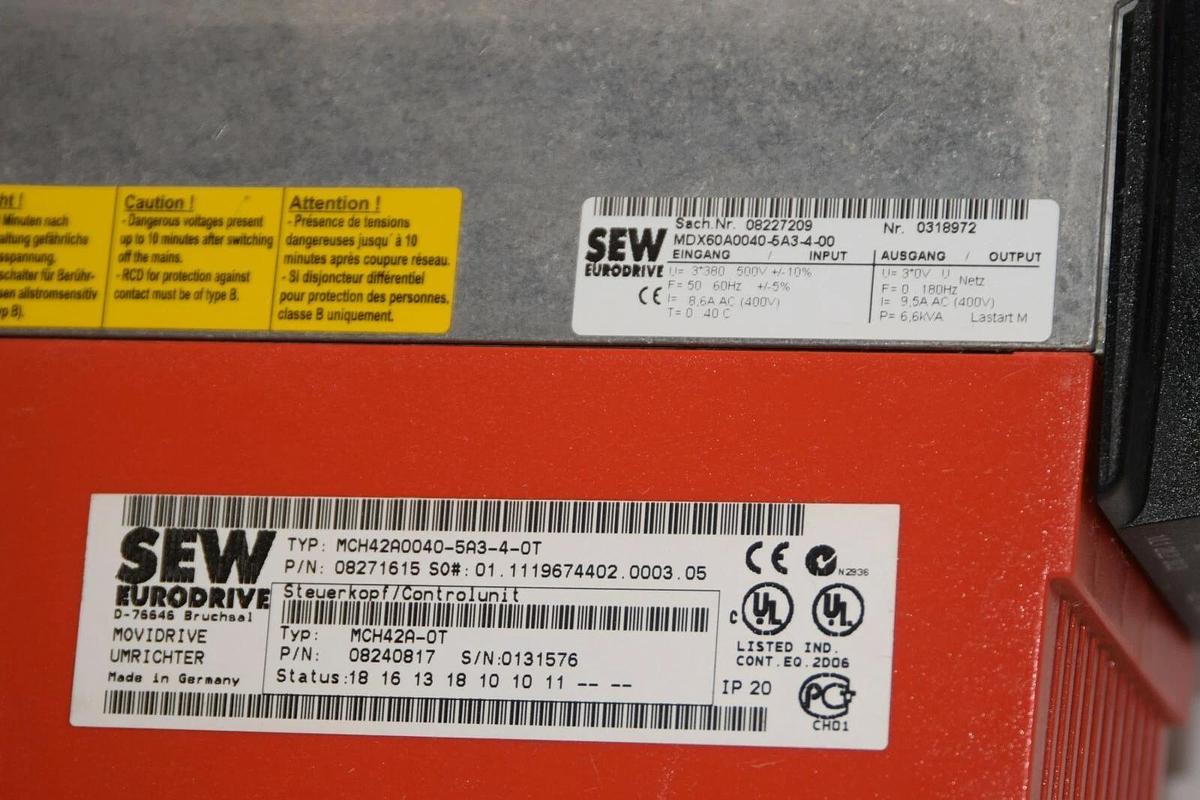 Used SEW EURODRIV E MCH42A0040-5A3-4-0T Movidrive Frequency Converter Inverter