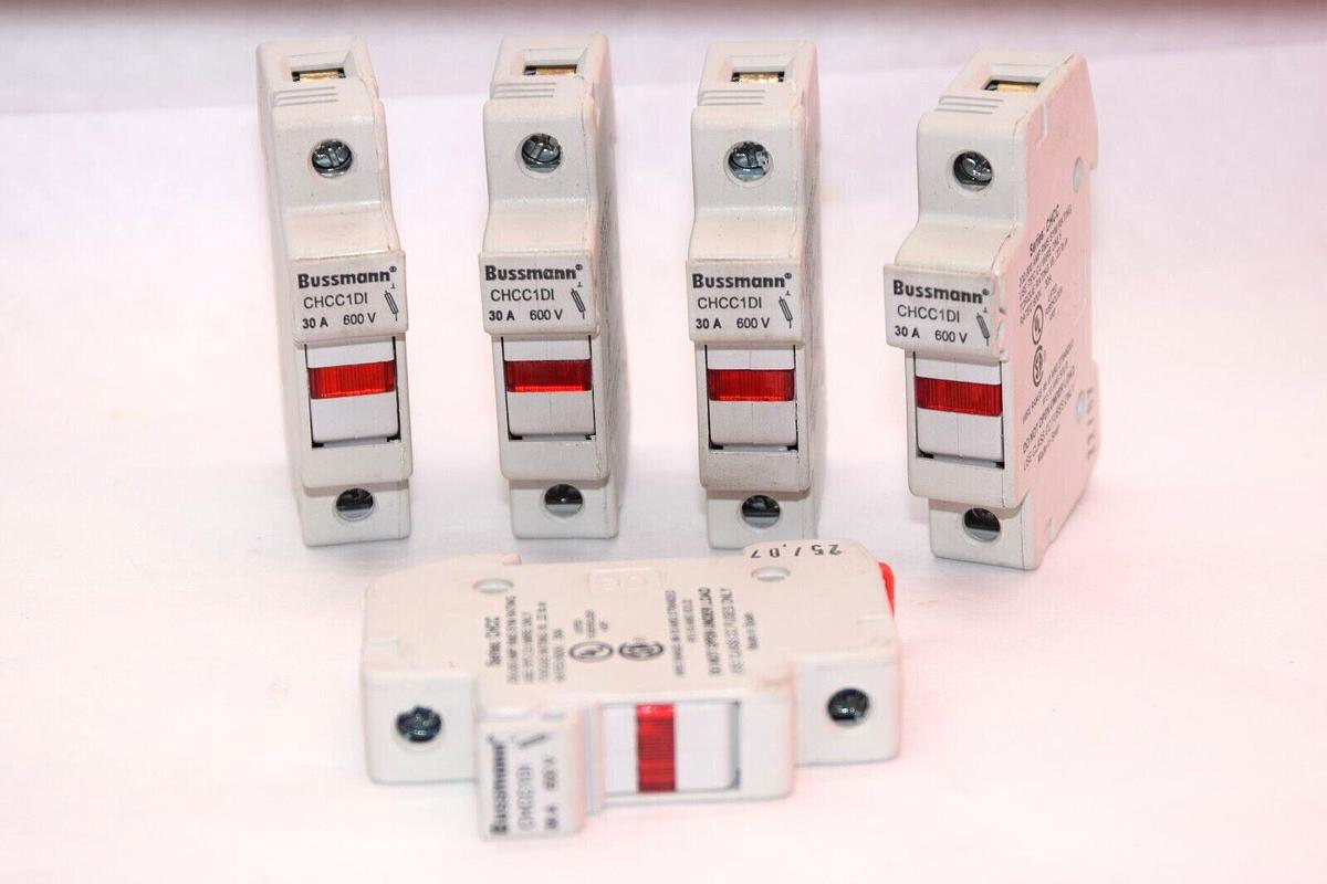 Used (Lot of 5) BUSSMANN CHCC1DI 30A 600V 1P Fuse Holder
