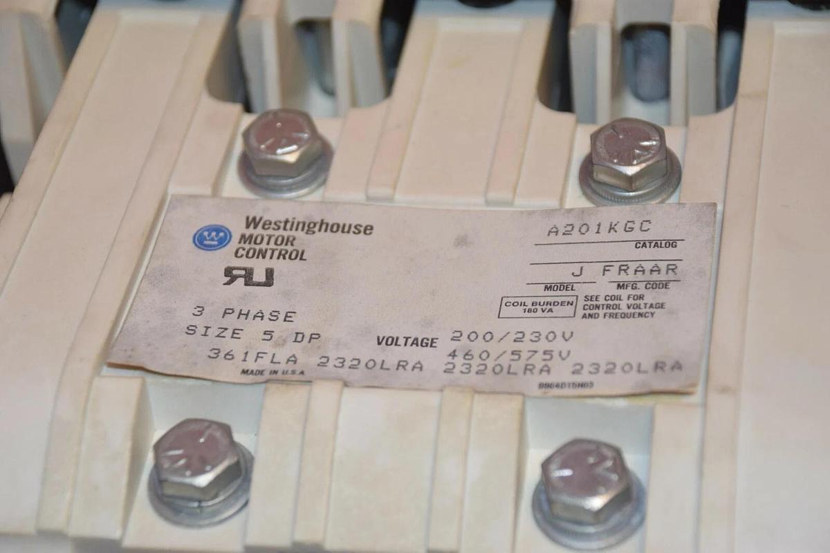 Used Westinghouse Contactor Size 5 A201KGC Sz5 Motor Starter Coil 120V (contacts 95%)