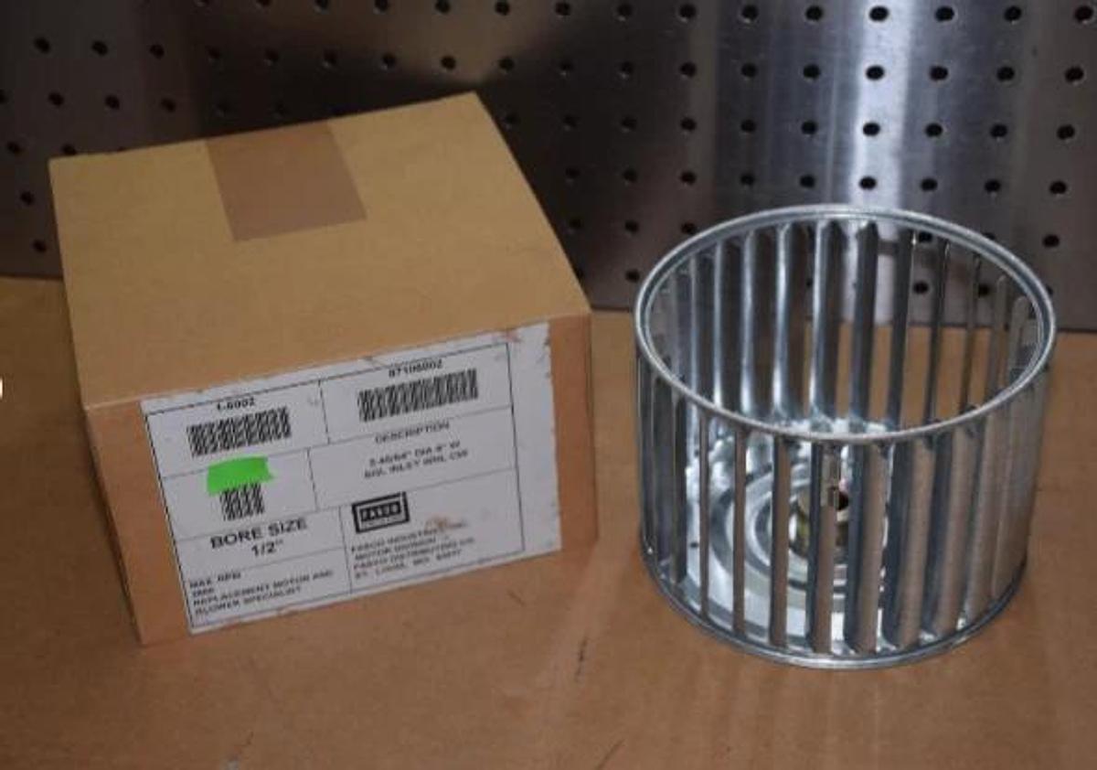 Fasco Galvanized Blower Wheel 1-6002 87106002 5-45/64" x 4" w 1/2" Bore NEW