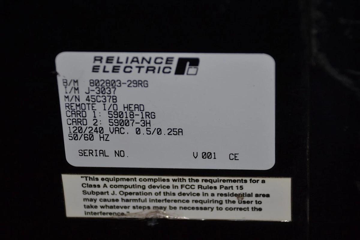 Used RELIANCE ELECTRIC 45C37B 120/240VAC 50/60Hz AUTOMATE REMOTE I/O INTERFACE