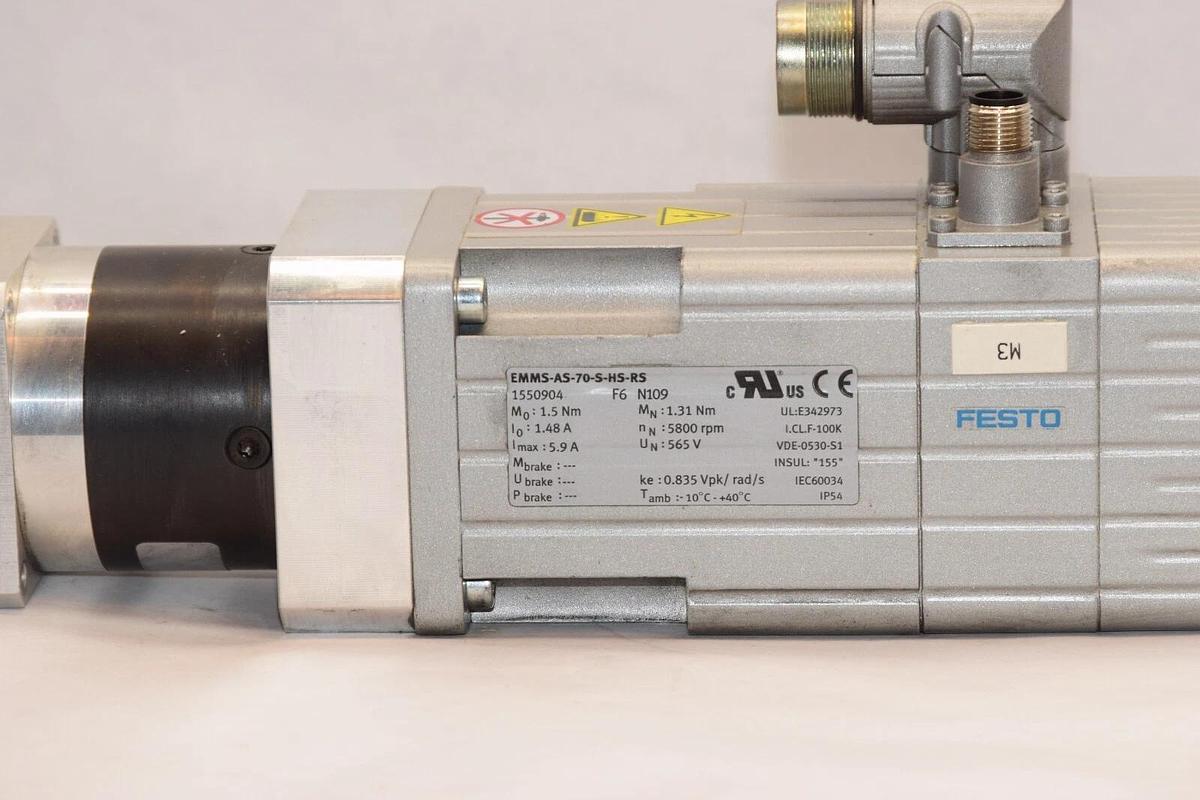 Used FESTO EMMS-AS-70-S-HS-RS , 1550904 5800rpm 1.48A Servo Motor