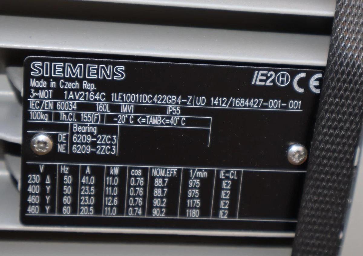 Siemens 3ph Motor IE2 1AV2164C 1LE10011DC422GB4-Z UD1412/1684 230/460v 11kW NEW