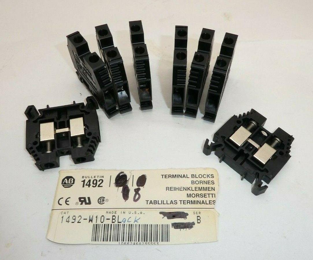 (NEW - Lot of 8) ALLEN BRADLEY 1492-W10-BLACK 1492-W10 Series B Terminal Block