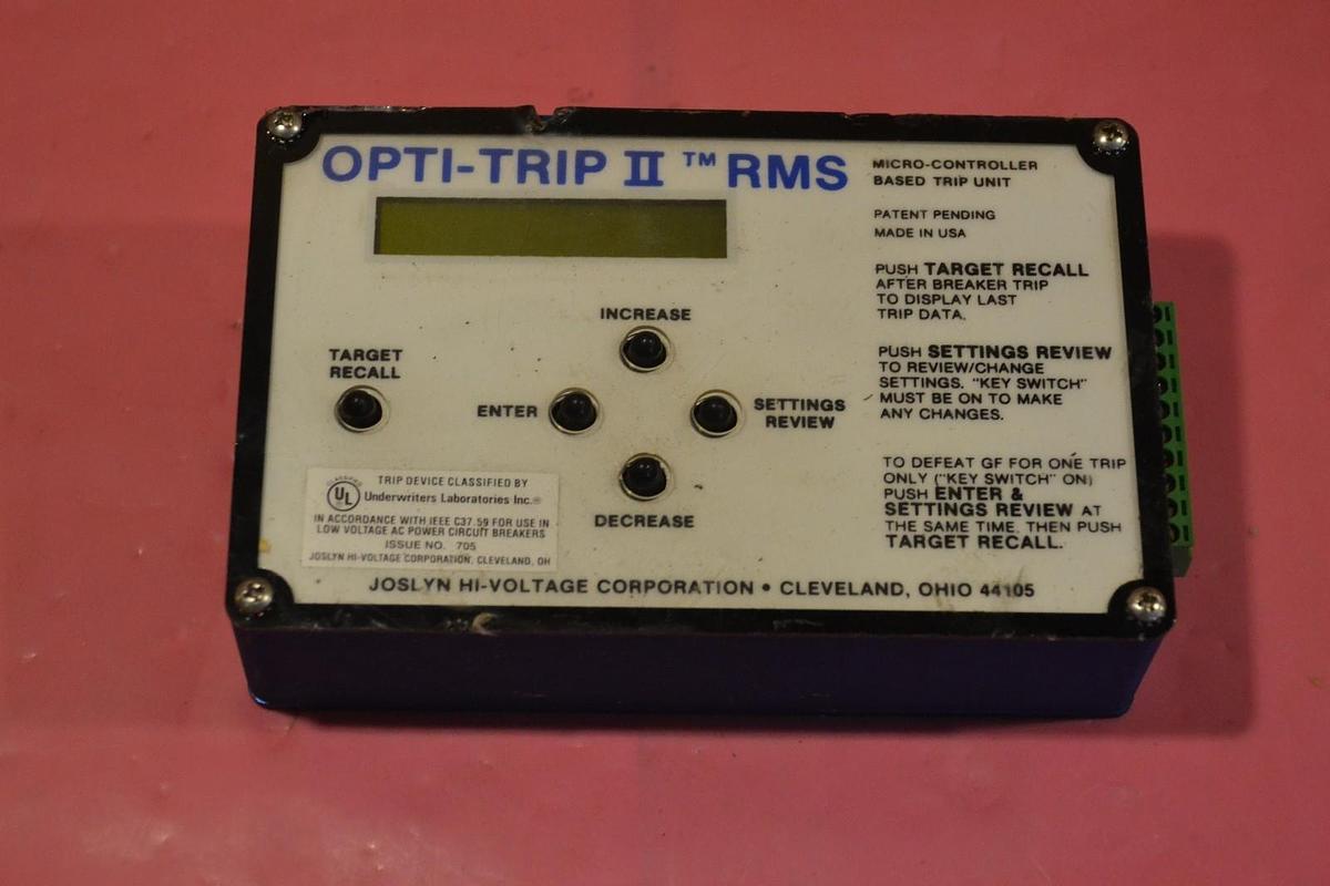 Used JOSLYN HI-VOLTAGE MICRO CONTROLLED TRIP UNIT OPTI-TRIP II RMS