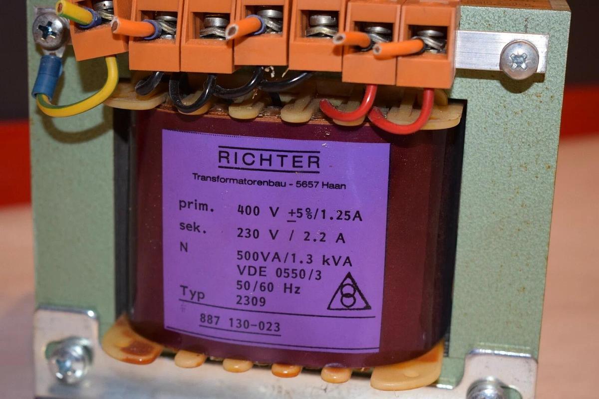 Used RICHTER 2309 887 130-023 VDE 0550/3 400V /1.25A 230V / 2.2A TRANSFORMER