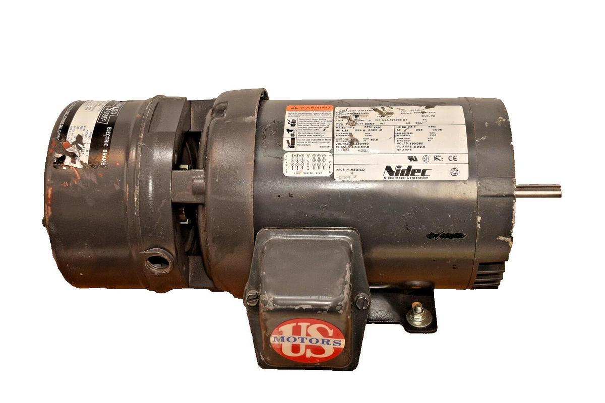 U.S. Motors U1P2DFC 1hp 208-230/460 1800 RPM Shur Stop Brake 105631106003 (New)