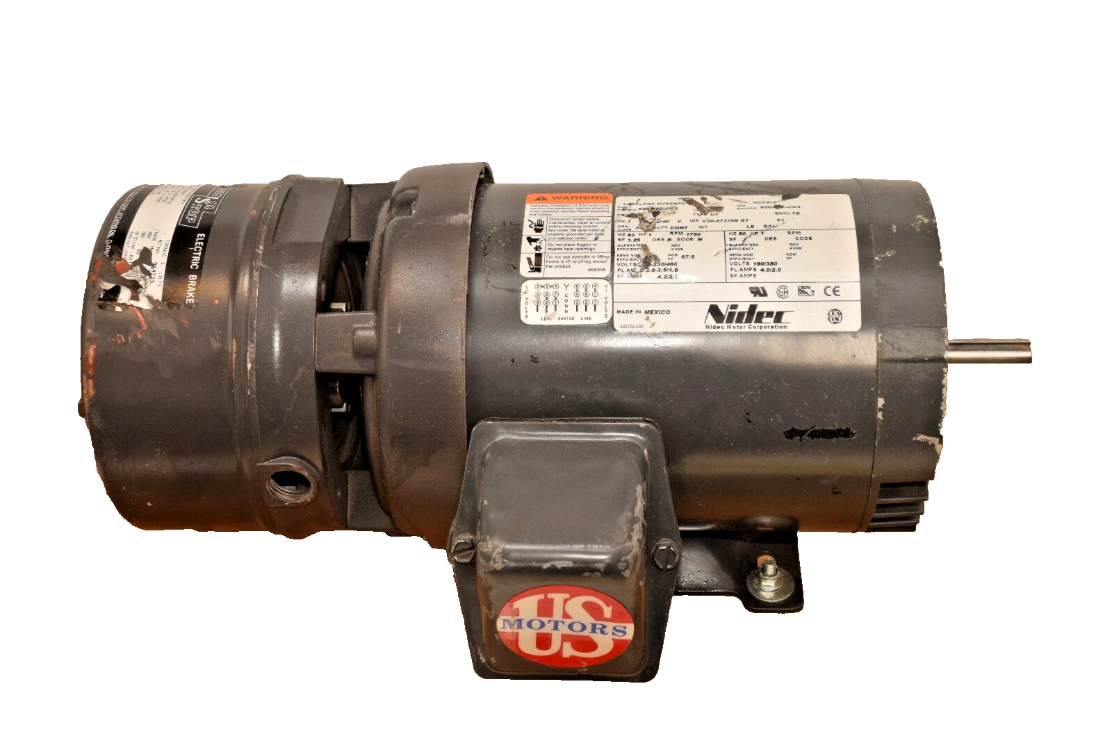 U.S. Motors U1P2DFC 1hp 208-230/460 1800 RPM Shur Stop Brake 105631106003 (New)