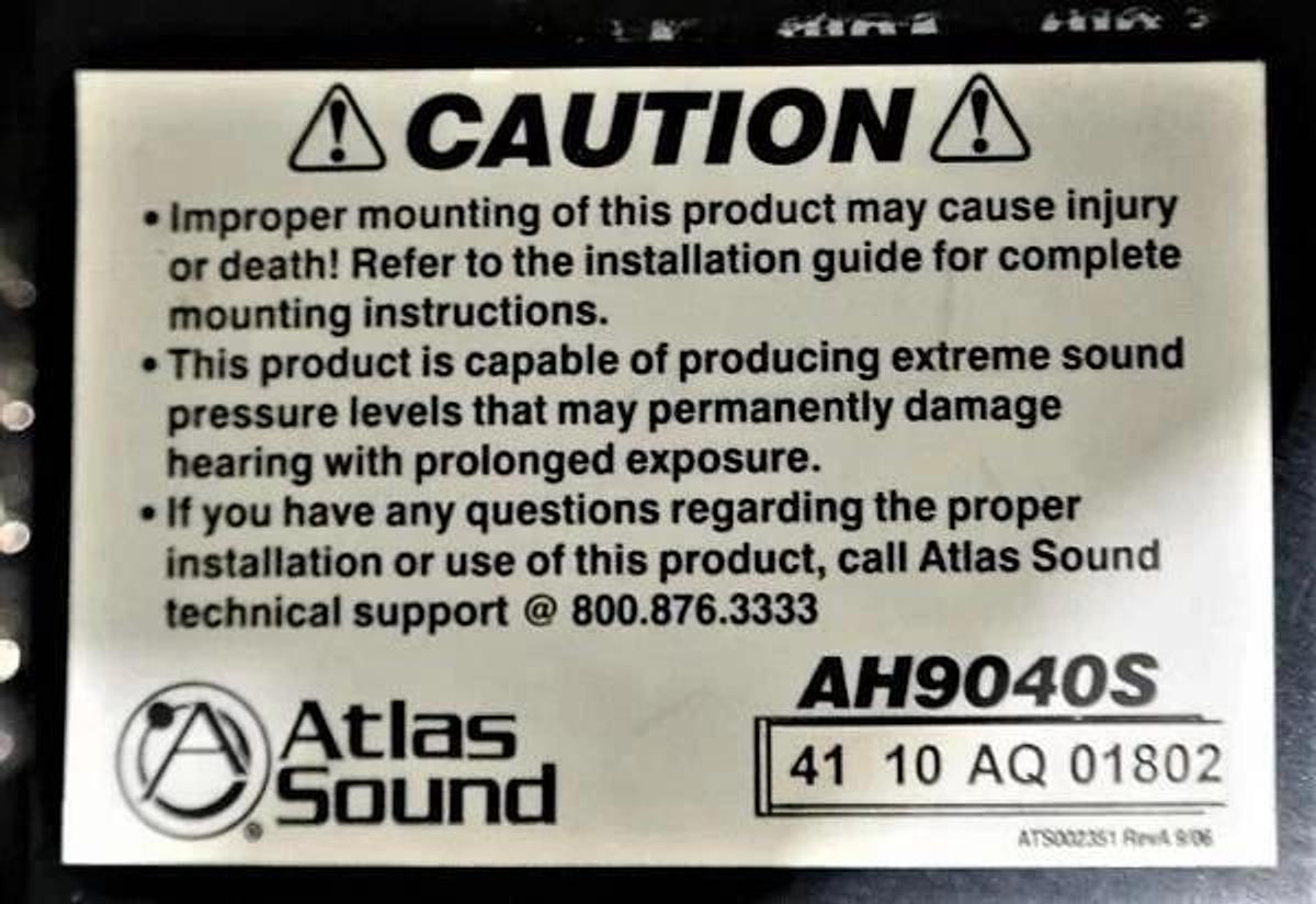 Pair of Atlas Sound AH9040S Stadium Horn Speakers System 15" 15 inch 2-way (New)