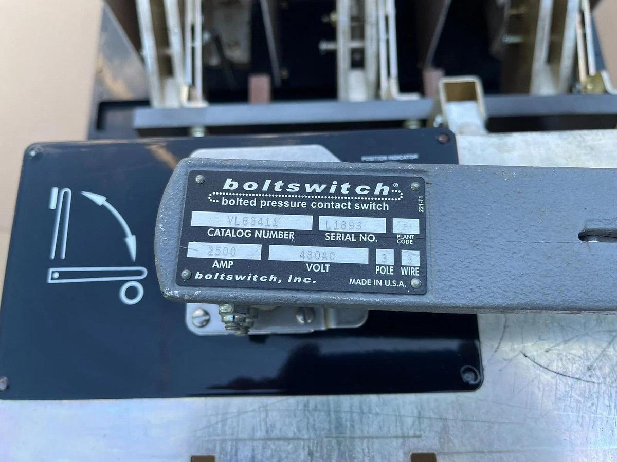 Refurbished Boltswitch Bolted Pressure Contact Bolt Switch 2500A 2500 Amp 480vac VLB3411 RFB
