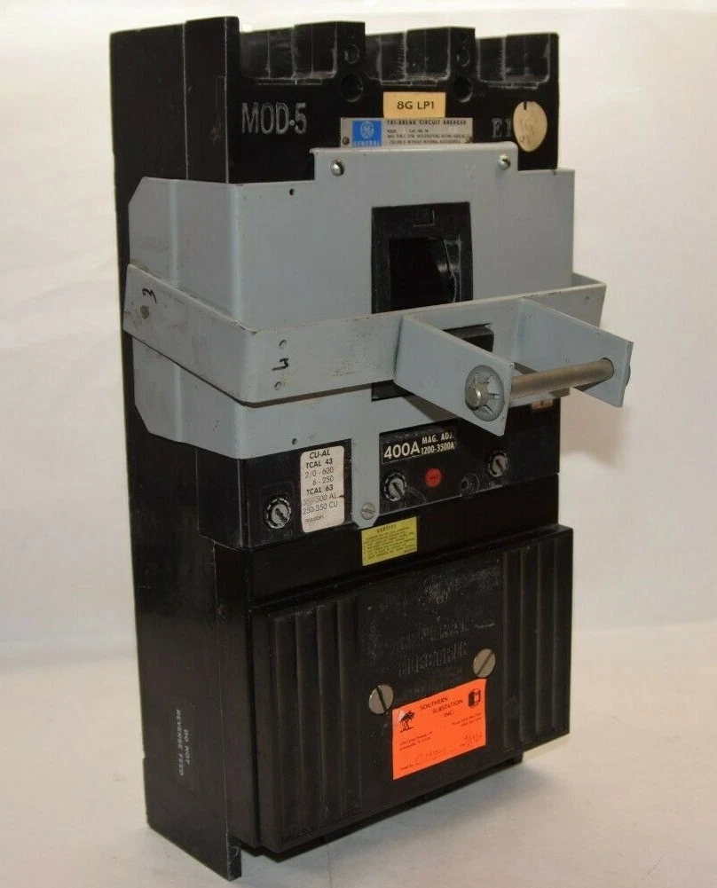 Used GE GENERAL ELECTRIC Breaker  Tri-Break TB43F 400A 400 Amp 1200-3500A Adj 3P