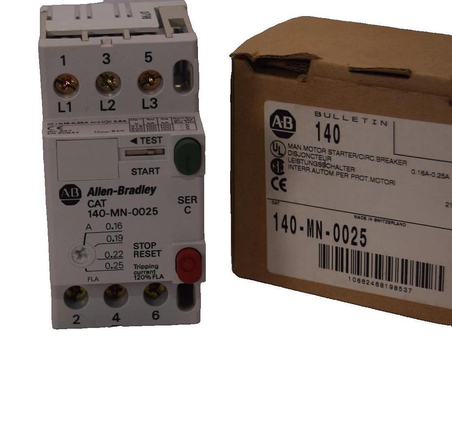 (NEW) ALLEN BRADLEY 140-MN-0025 Series C 0.16-0.25Amp Manual Motor Starter