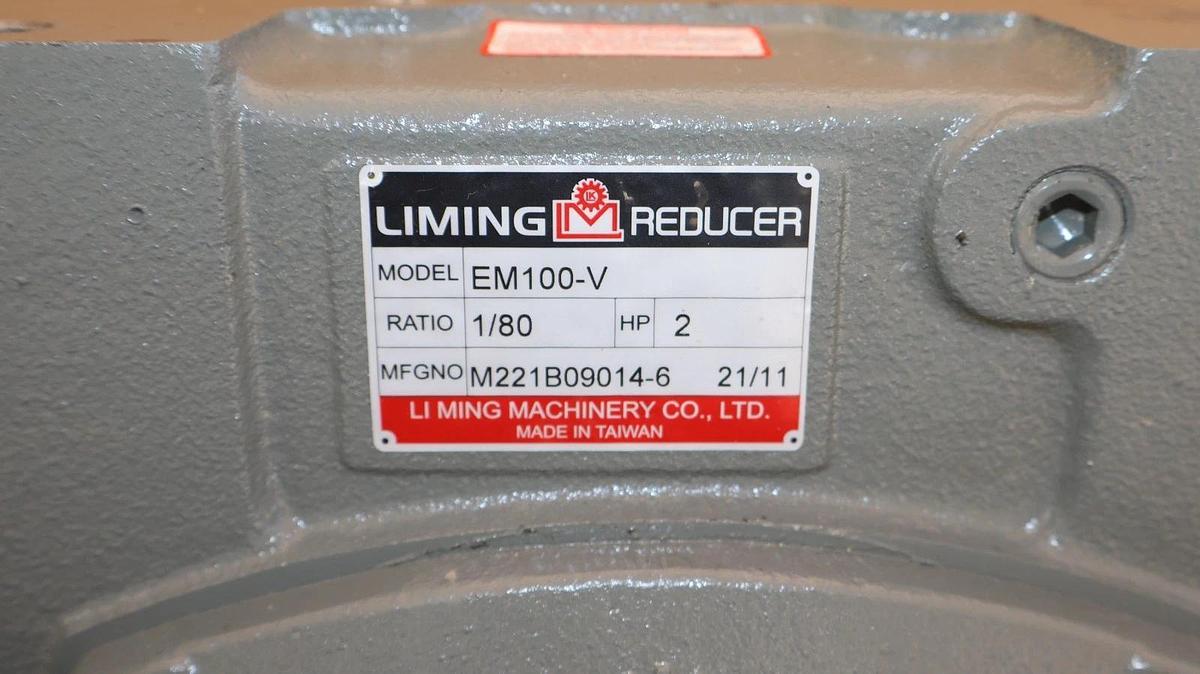 LIMING SPEED REDUCER Gear Box EM100-V 1/80 HP:2 M221B09014-6  21/11 (New)