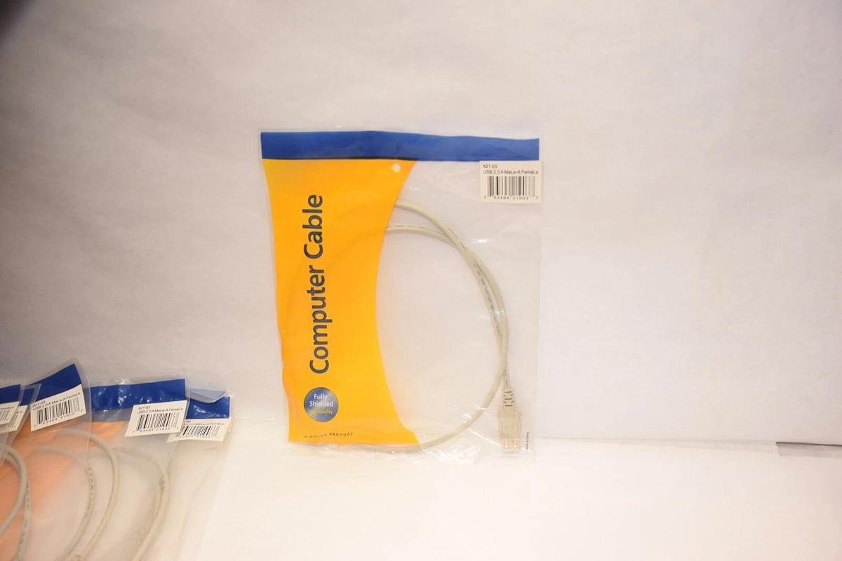 (NEW - Lot of 8) COMPUTER CABLE 621-03 USB 2.0 Male-A Female 3" Cable