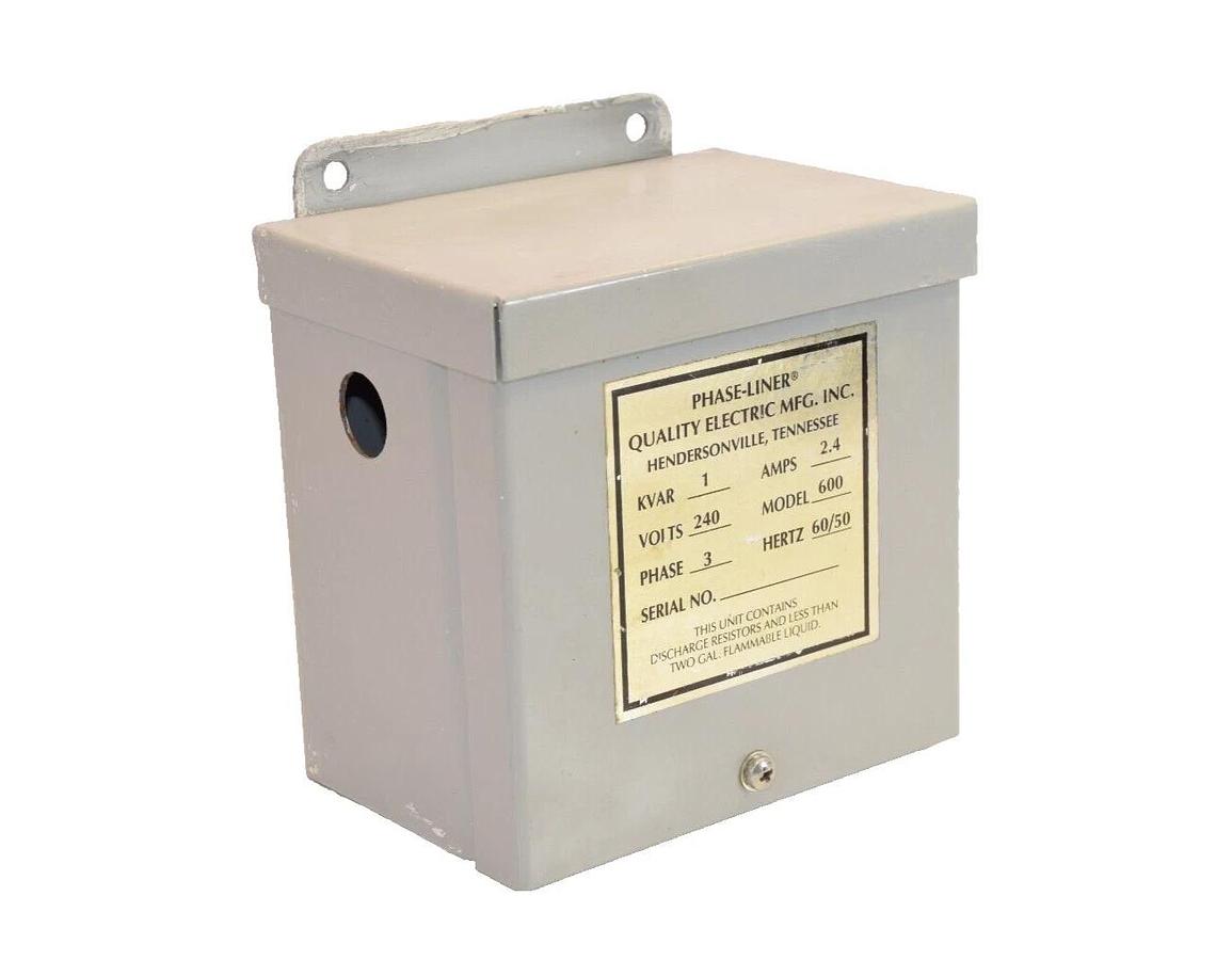 Used QUALITY ELECTRIC MFG. INC. Model 600 1KVAR 2.4A 3PH 240V 50/60Hz Phase-Liner