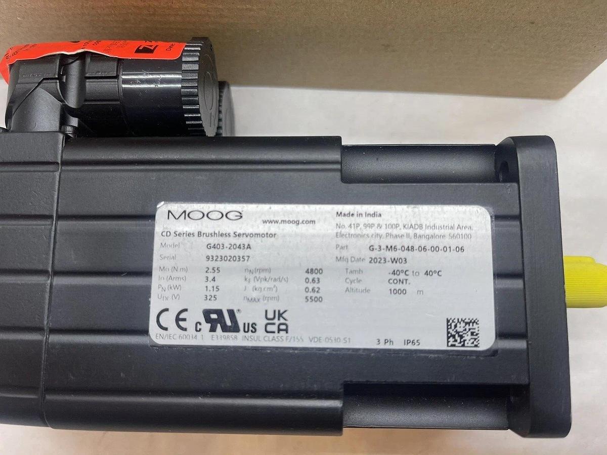 (New) MOOG CD Series Brushless Servo Motor  G403-2043A, G-3-M6-048-06-00-01-06