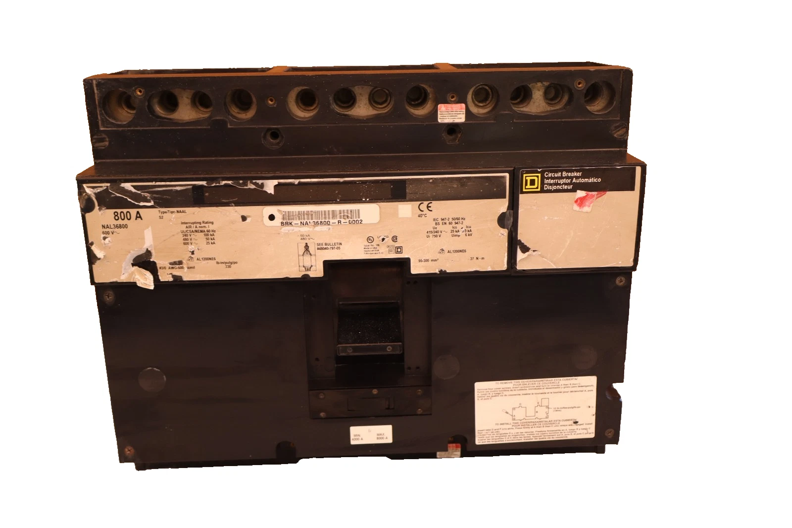 Used Square D Circuit Breaker 800 Amp NAL36800 800A Frame 3Pole