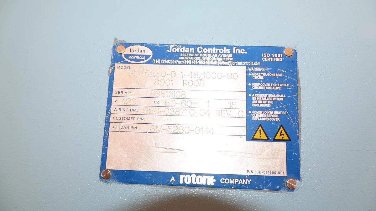 Refurbished Jordan Controls Rotary Actuator SM-5260-D-1-48/1000-90 S001 R005 SM-5260-0144