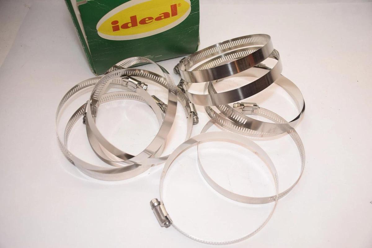 (NEW - Box of 10) IDEAL 5X446 4-1/2"  Size 64 67-114mm Stainless Hose Clamp