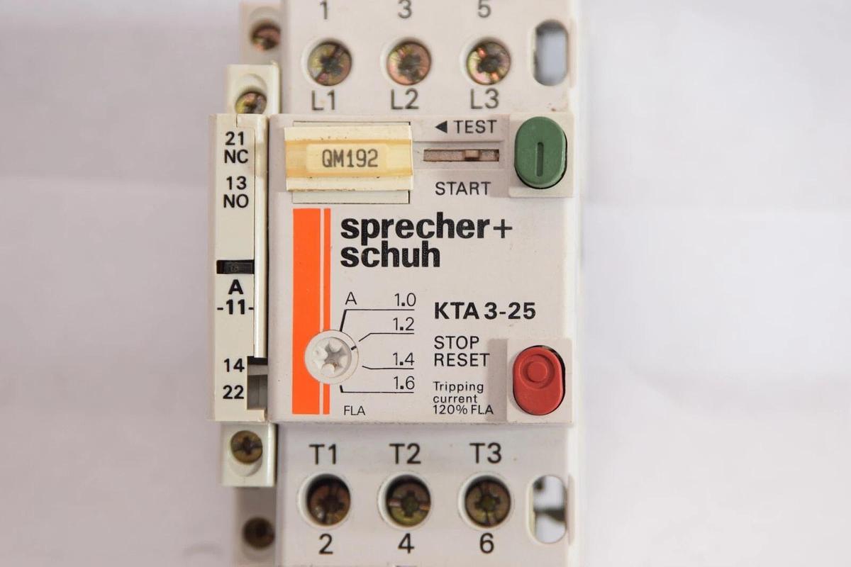 Used SPRECHER + SCHUH KTA 3-25 1.0-1.6A Manual Motor Starter