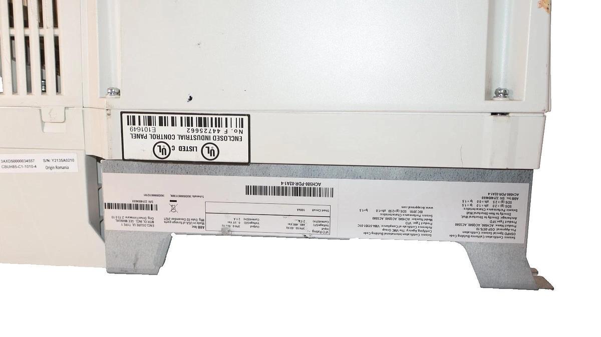 Used ABB VFD DRIVE ACH580-01-02A1-4+0J400+P922 400/480v 3ph ACH580-PDR-02A1-4