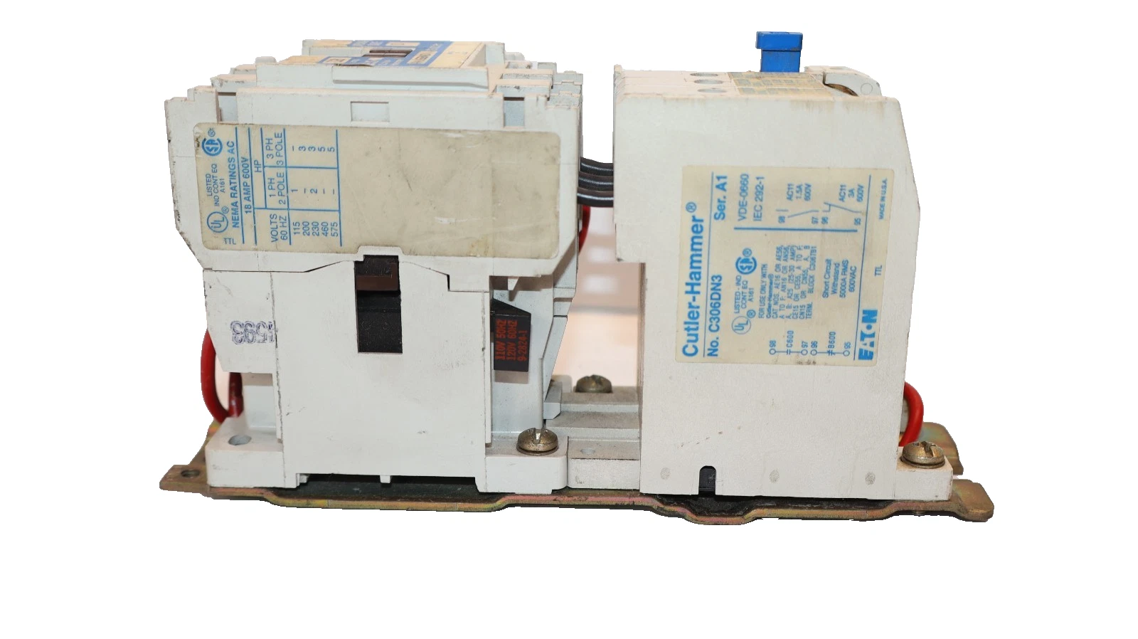 Used Cutler-Hammer Eaton Starter AN16BN0 Size Sz 0 600V 18A 18 Amp 120v coil AN16BNO