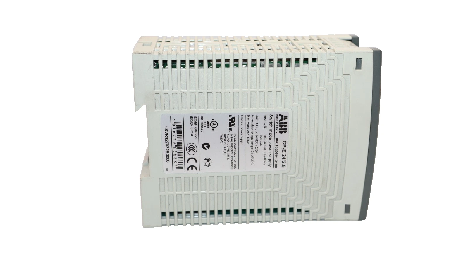 Used ABB CP-E 24/2.5 , CPE24/2.5 100-240Vac 1500mA Class 2 Power Supply Module