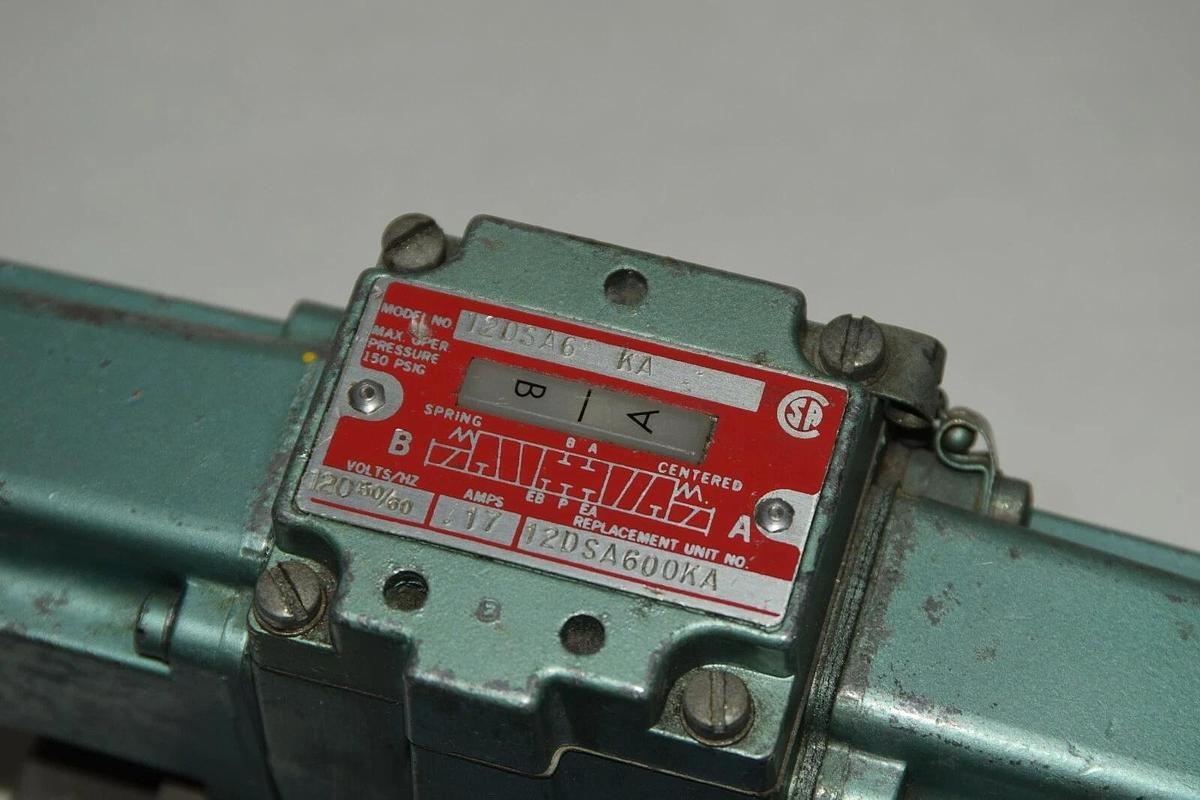 Used NUMATICS 12DSA6 KA 12DSA600KA 120V .17A 50/60Hz Solenoid Control Valve