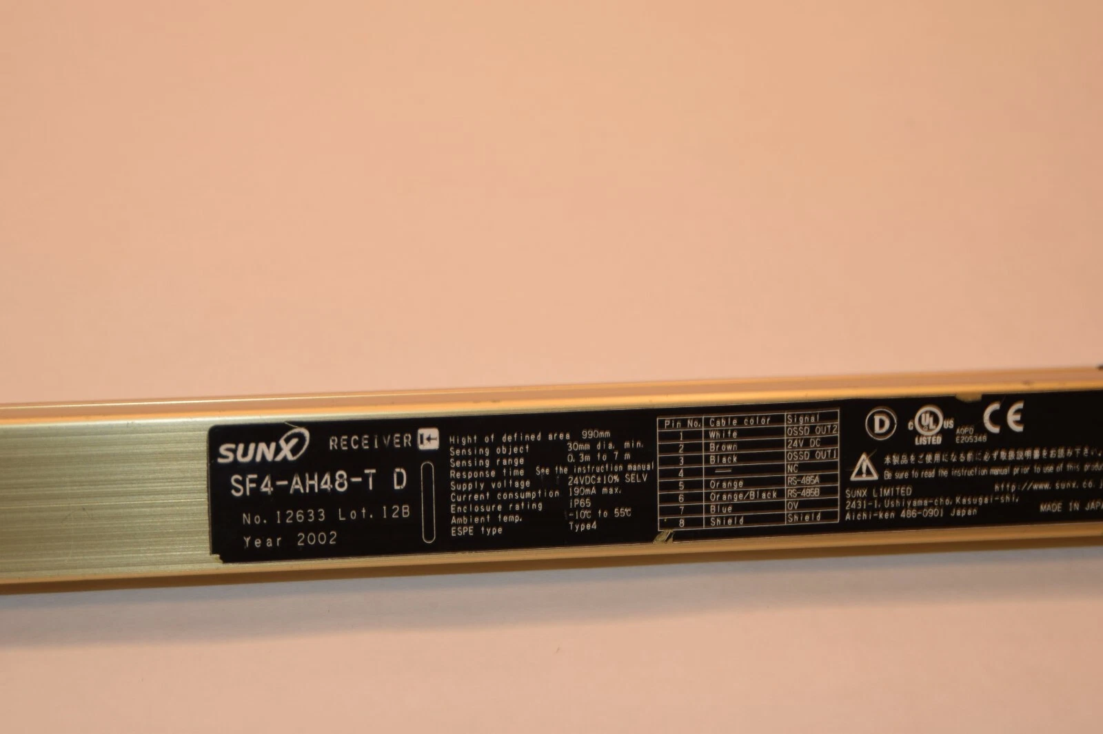 Used SUNX SF4-AH48-T D Receiver Safety light curtain Matsushita Electric PANSONIC