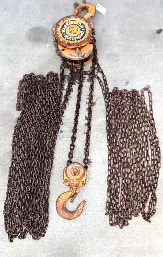 Used HARRINGTON CF030 3-Ton 3 Ton 3T Manual Overhead Chain Hoist (20' Chain Drop)