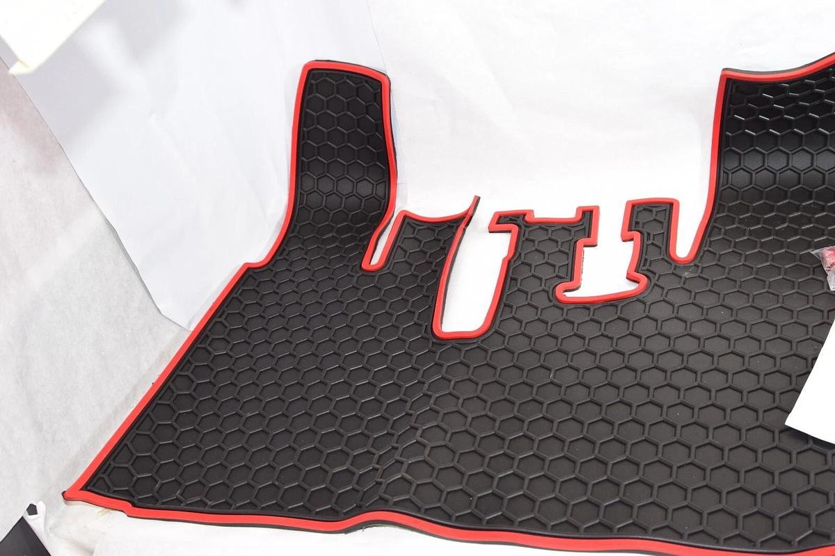 (NEW) MATERICUO X0033JVJD Full Coverage Custom Fit Golf Cart Floor Liner Mat Red