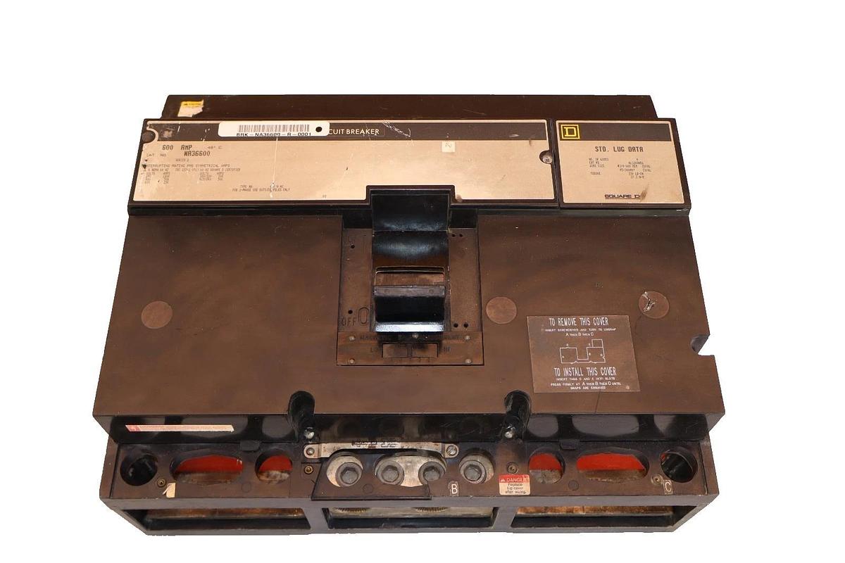 Used Square D 600A Circuit Breaker NA36600 600 Amp Frame 3Pole