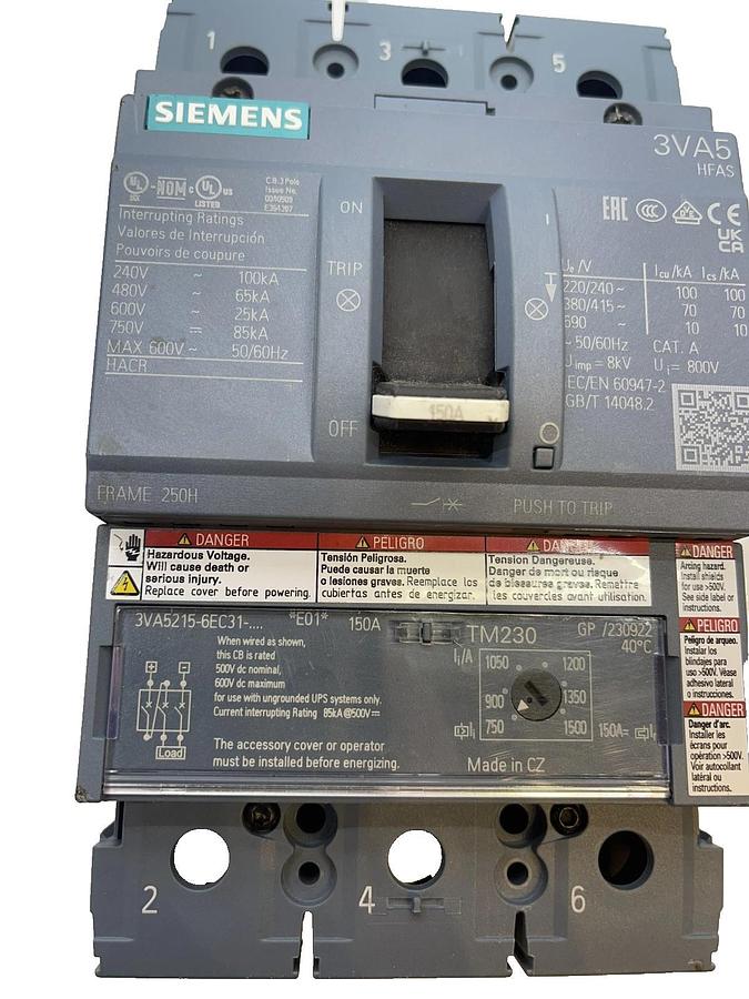 Siemens Circuit Breaker 3VA5215-6EC31-0AA0 3 pole 150 Amp 150a (NEW)